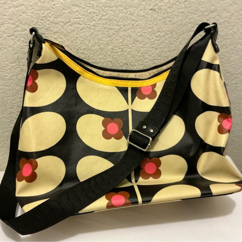 Orla Kiely Black and Cream Floral Shoulder Bag crossbody